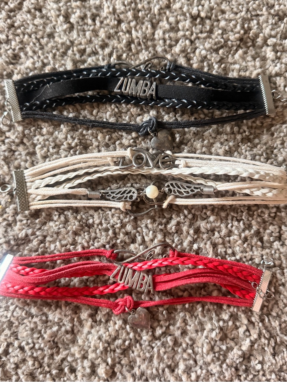 Zumba Multi-Strand Bracelet Trio - Black, Cream, Red